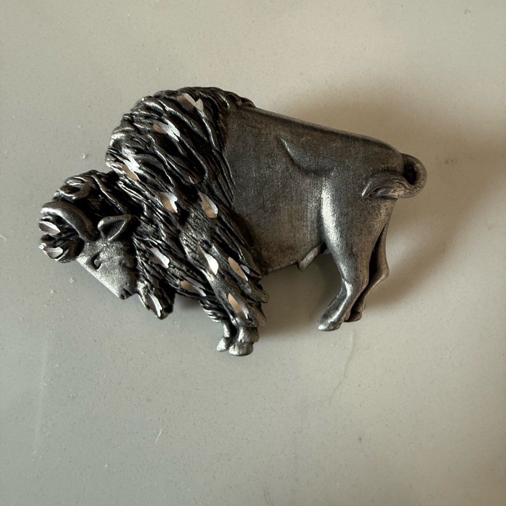 Majestic Silver Buffalo Brooch